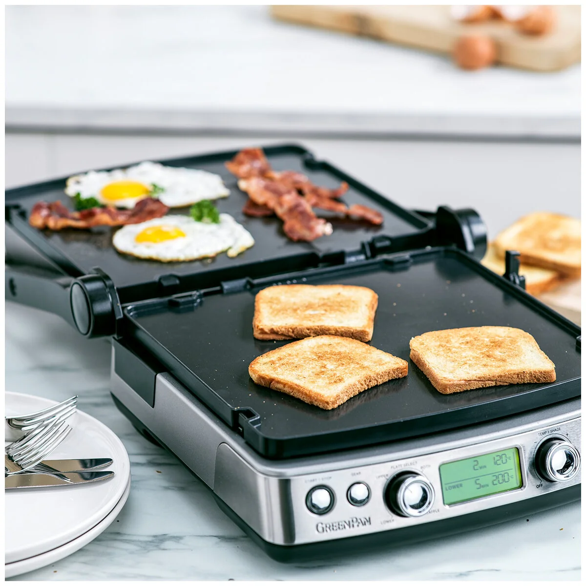 GreenPan Multifunctional 7-in-1 Contact Grill CC006847-001 Stainless Steel - Image 7
