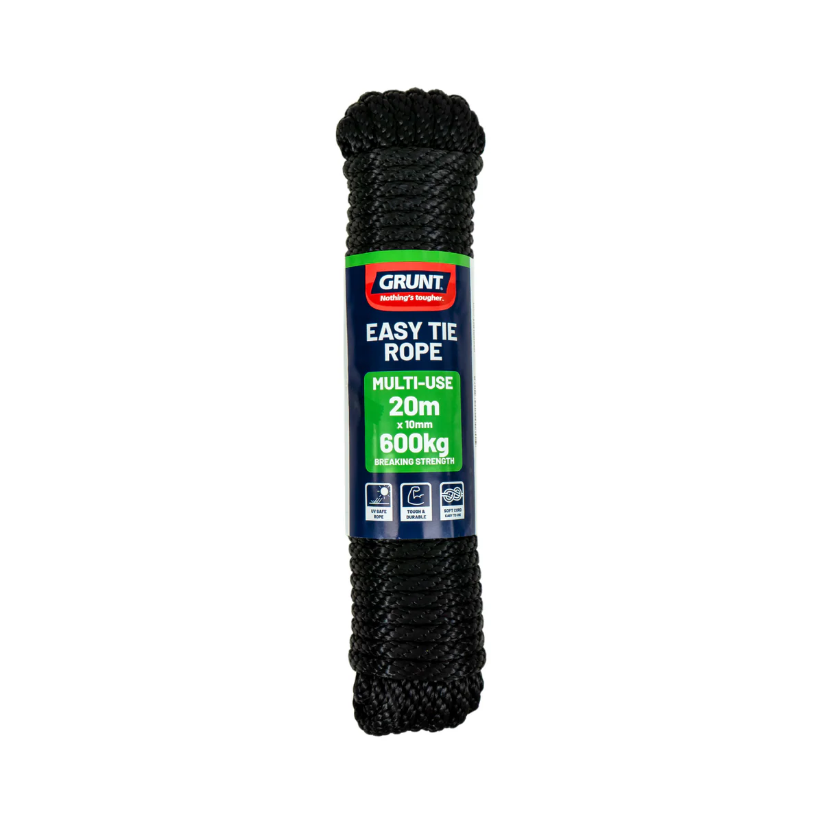 Grunt 10mm x 20m Black Easy Tie Rope - Polypropylene - Durable Use