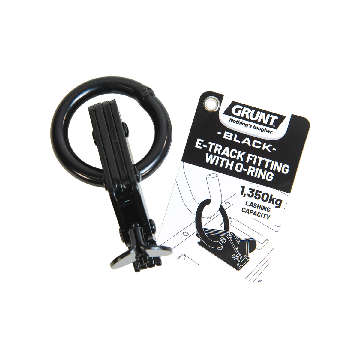 Grunt 50mm Black O Ring E Track Fitting - Heavy-Duty Cargo Securement - Image 2
