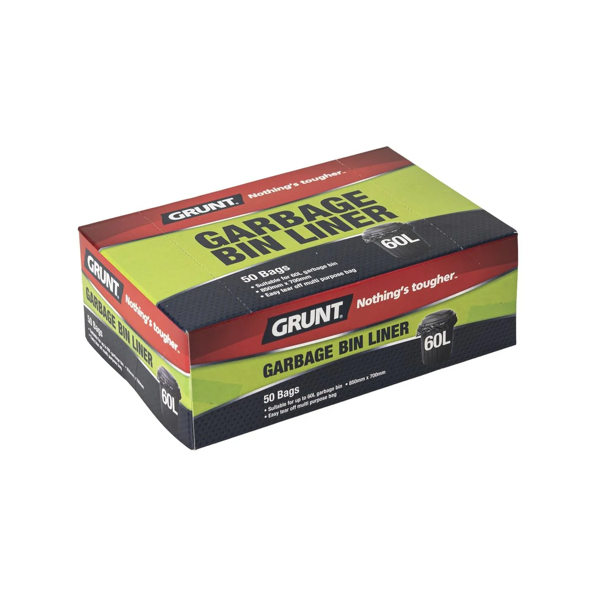 Grunt 60L Rubbish Bags 50 Pack - 850 x 700mm - Black - Image 2