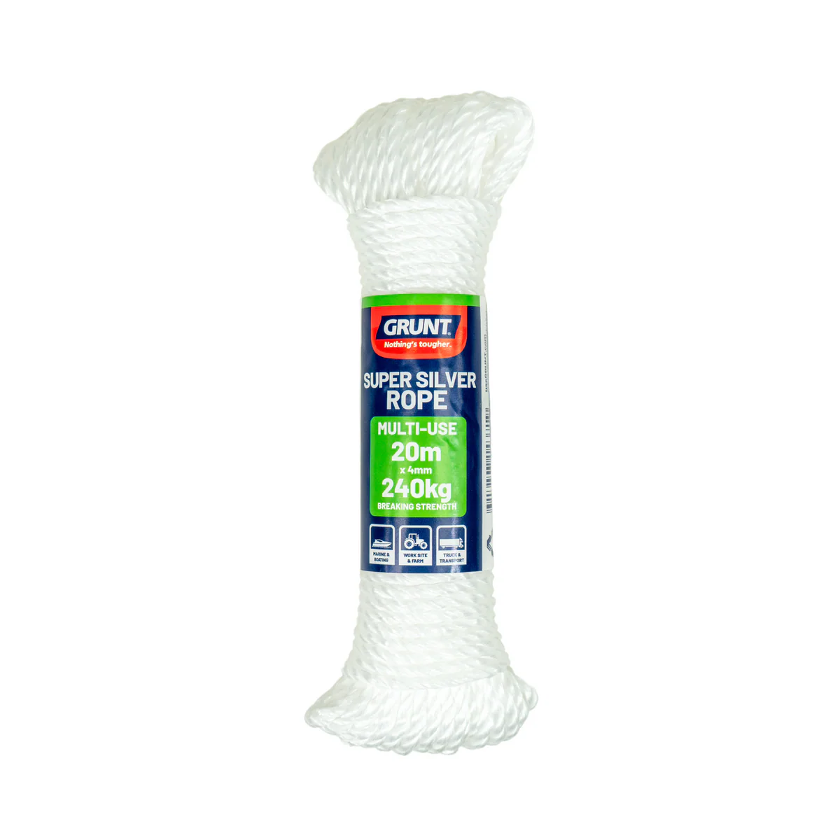 Grunt Supersilver Rope 4mm x 20m White Polypropylene Weather Resistant