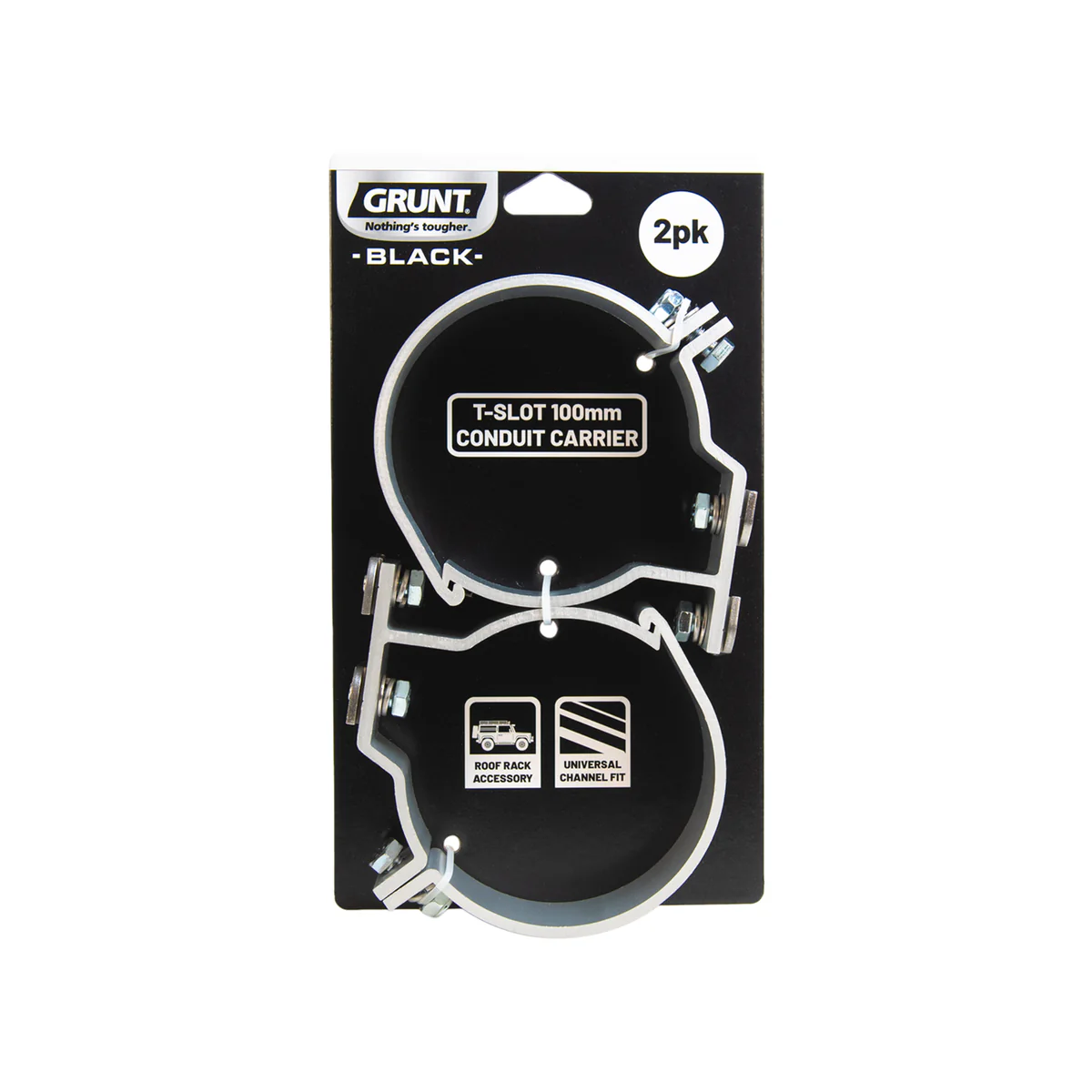 Grunt T Slot Conduit Carrier 100mm - Universal 2 Pack - Lightweight Aluminium