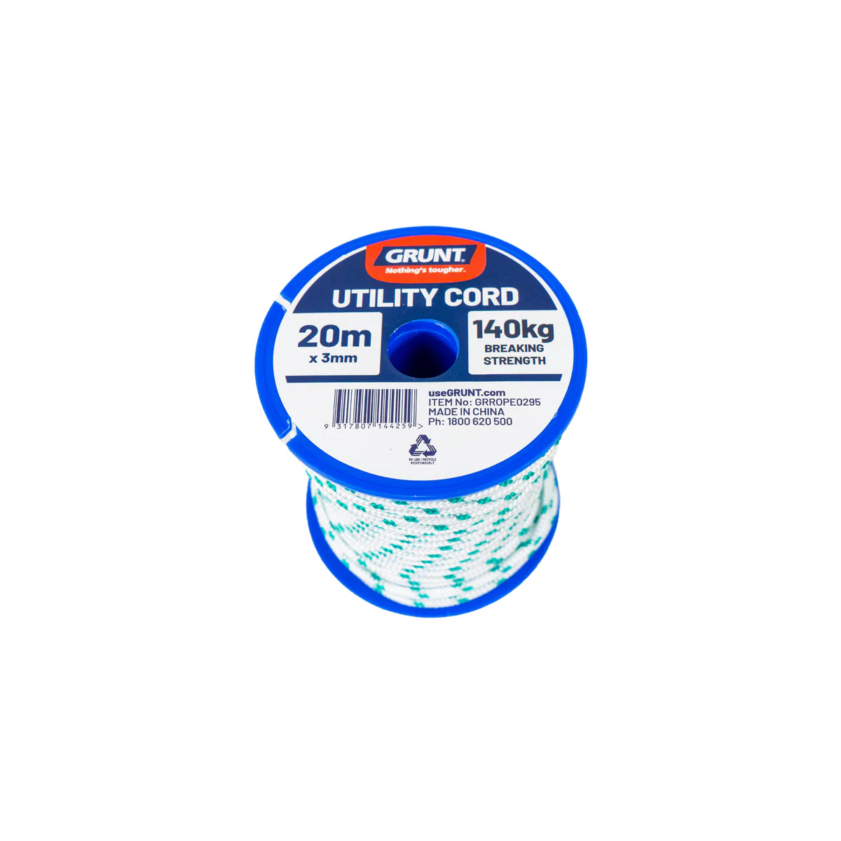 Grunt Utility Cord 3mm x 20m Polypropylene Strong Durable Rope