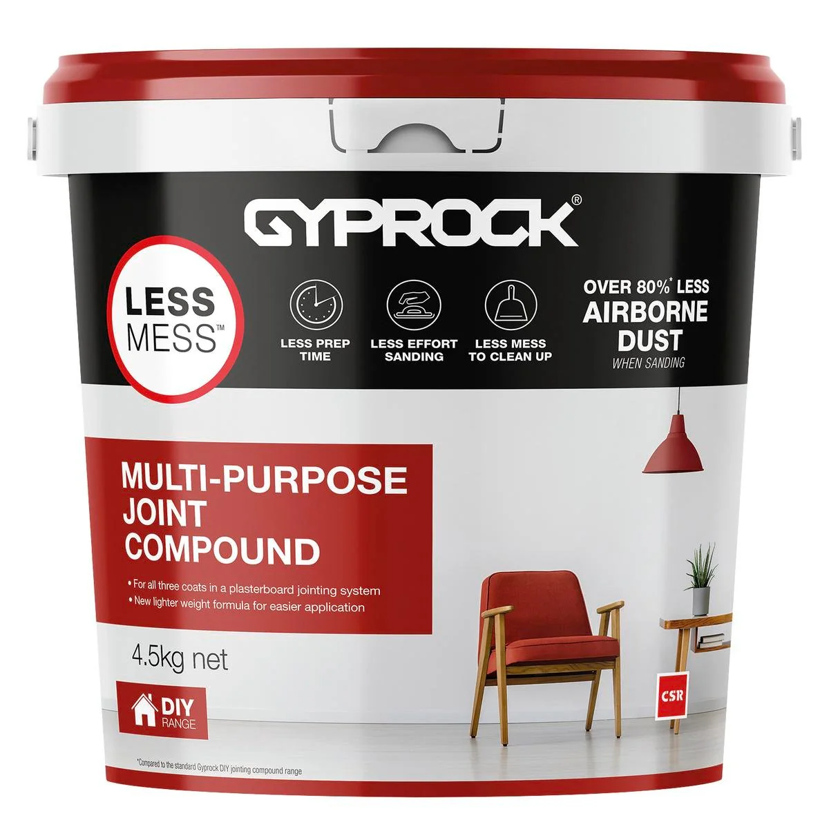 Gyprock Less Mess Joint Compound - 4.5kg - Plaster - Easy to Use