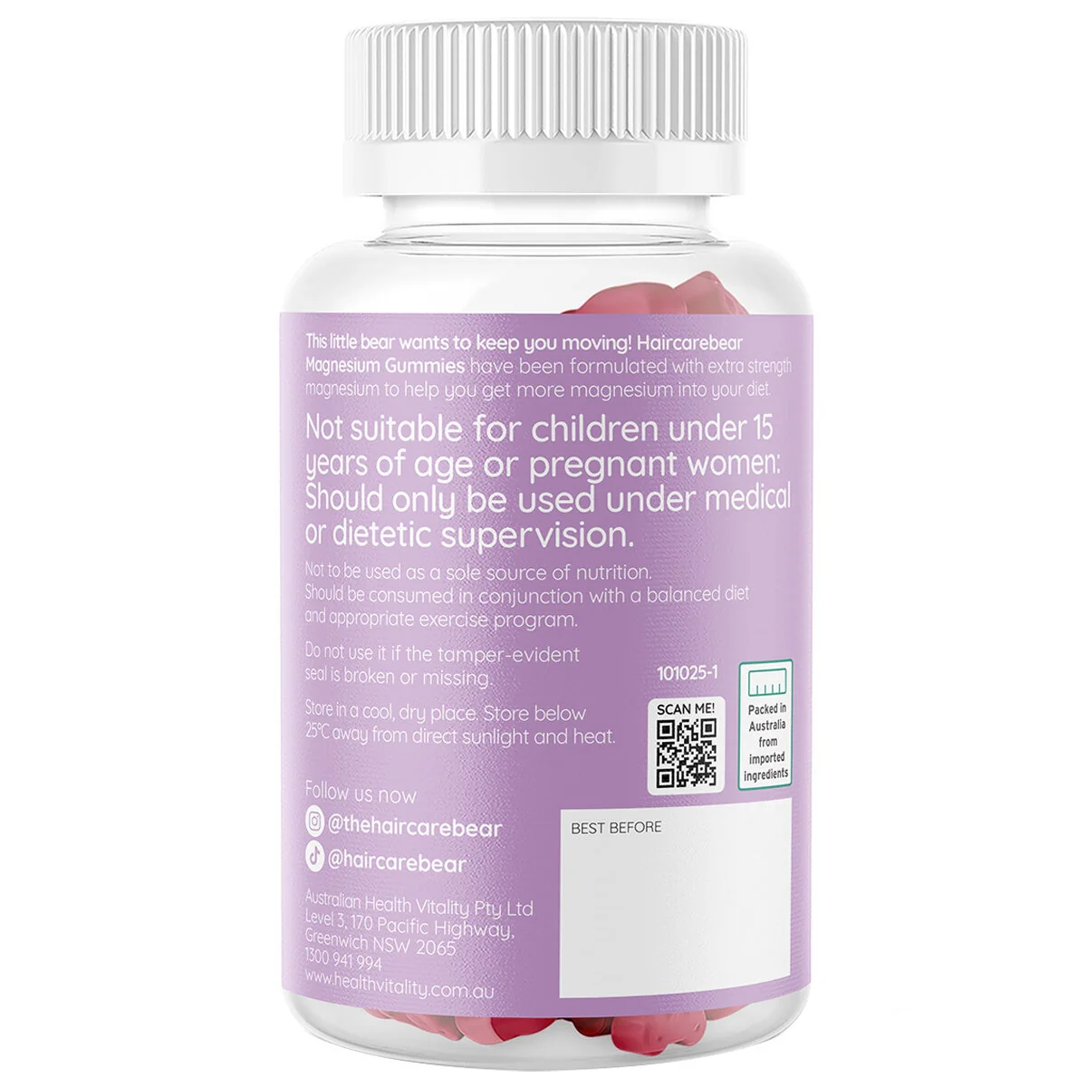 Haircarebear Magnesium 150mg Gummies 150 Count Berry Flavour - Image 3