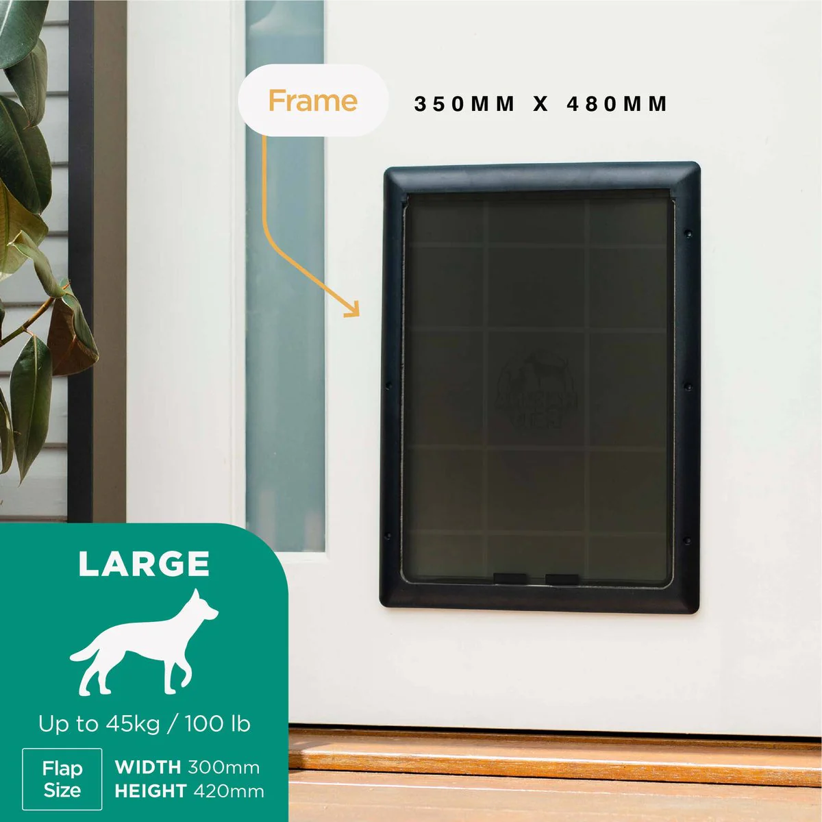 Hakuna Pets Large Black Essential Pet Door 300mm x 420mm for Pets up to 45kg - Image 2