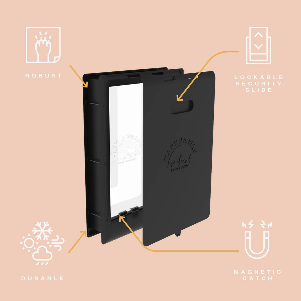 Hakuna Pets Large Black Essential Pet Door 300mm x 420mm for Pets up to 45kg - Image 3