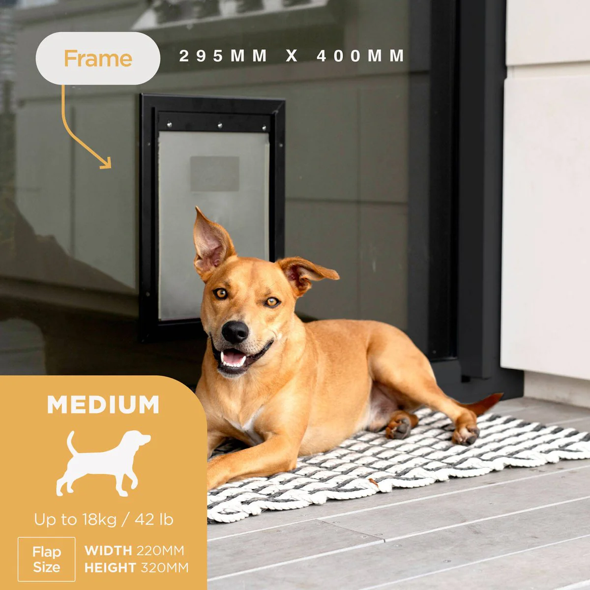 Hakuna Pets Pet Door - Medium 225mm x 305mm - Aluminium - Lockable - Image 2