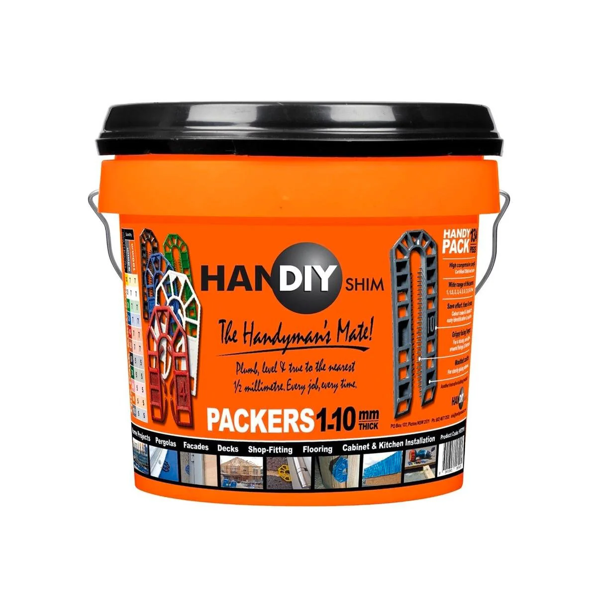 HanDIY Shim 1-10mm Packer Handy Pack 134 Pieces High Grade Plastic