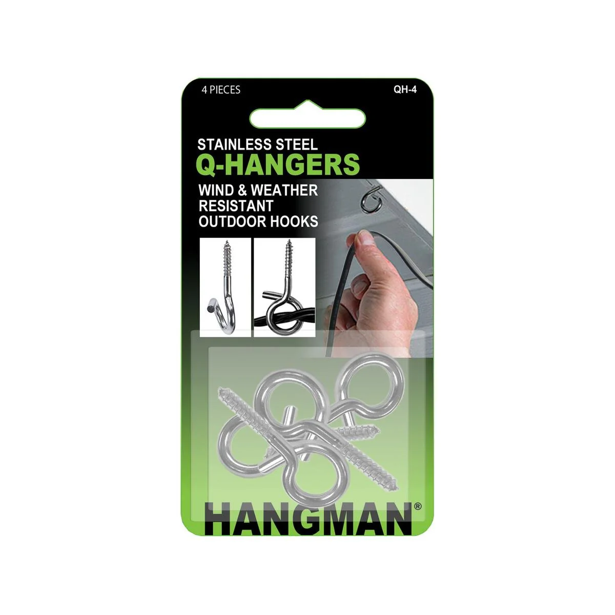 Hangman Q Hanger Picture Hanger 4 Pack - 6.8mm x 12.4mm - Rust-Proof Outdoor Hooks
