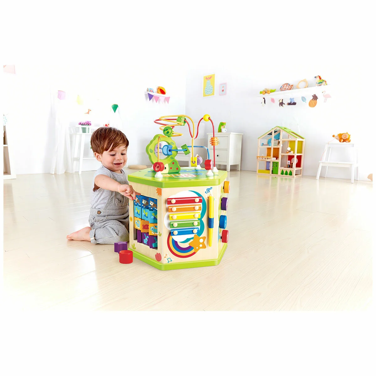 Hape Wooden Hexagonal Activity Cube 7 in 1, Model E8596