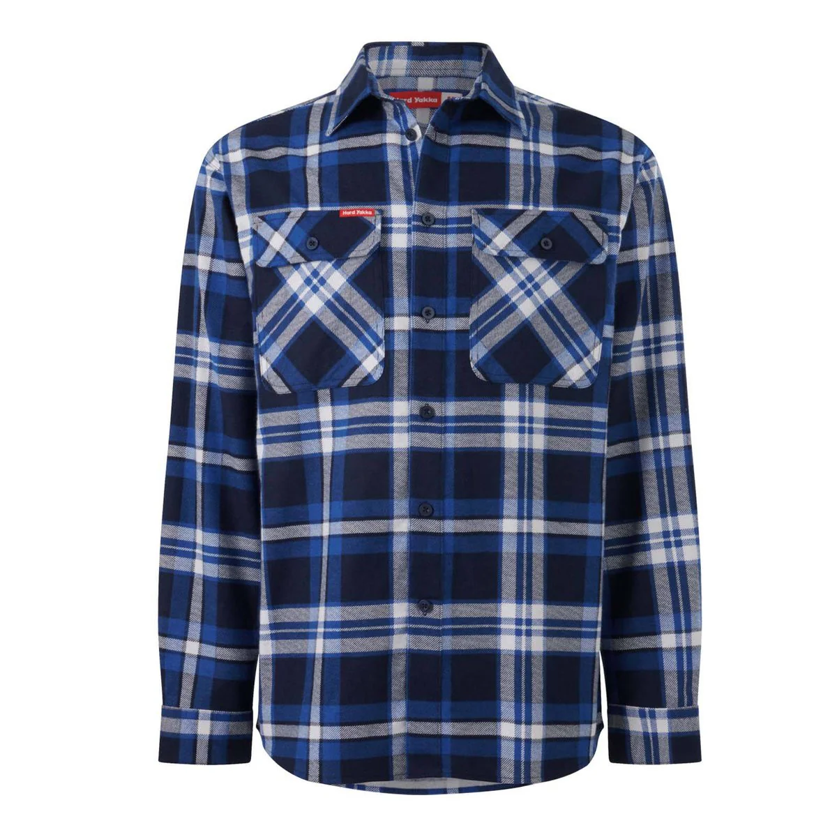 Hard Yakka Blue Check Long Sleeve Flannel Shirt Size M - Durable - Comfortable