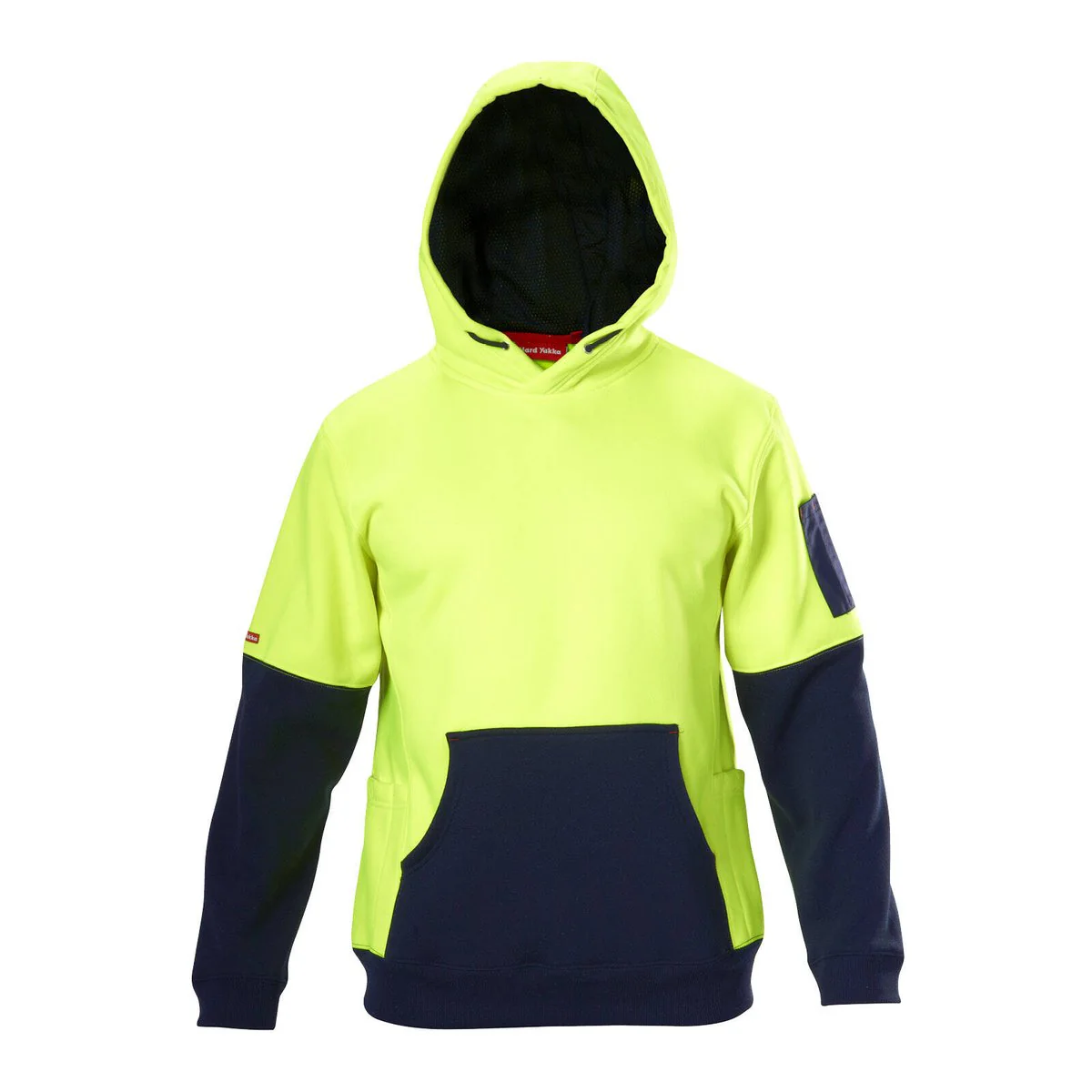 Hard Yakka Hi Vis Hoodie 2XL - Yellow/Navy - Brushed Fleece - Pockets - Image 3