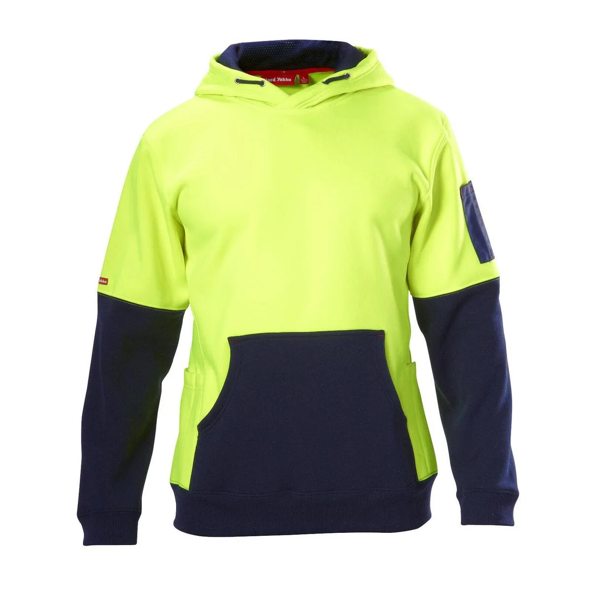 Hard Yakka Hi Vis Hoodie L - Yellow Navy - Brushed Fleece - Pockets