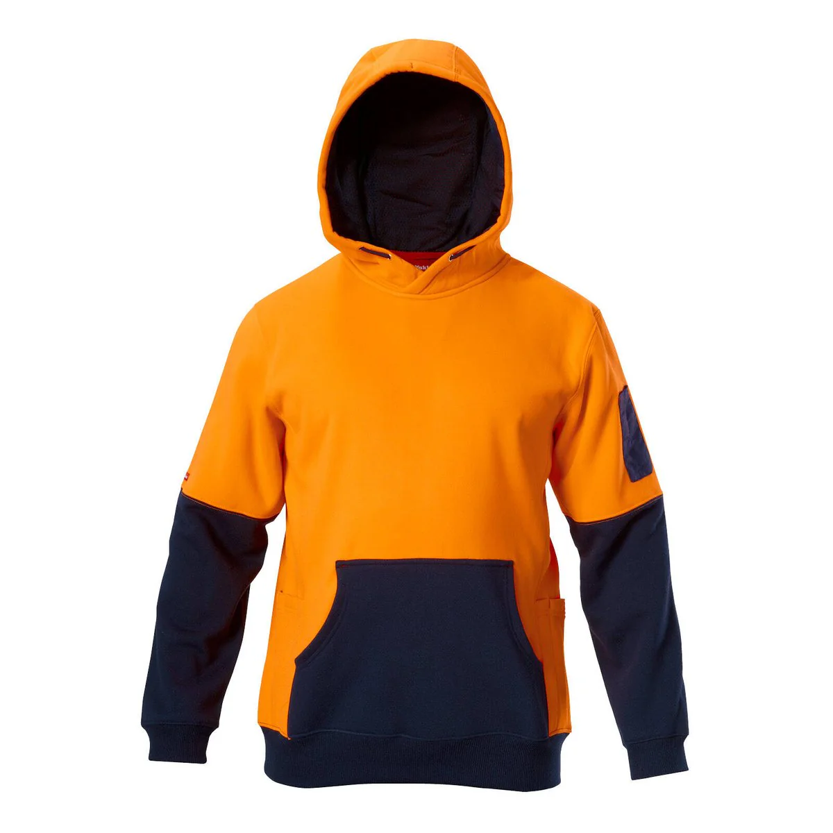 Hard Yakka Hi Vis Hoodie XL - Orange Navy - Brushed Fleece - Pockets - Image 4
