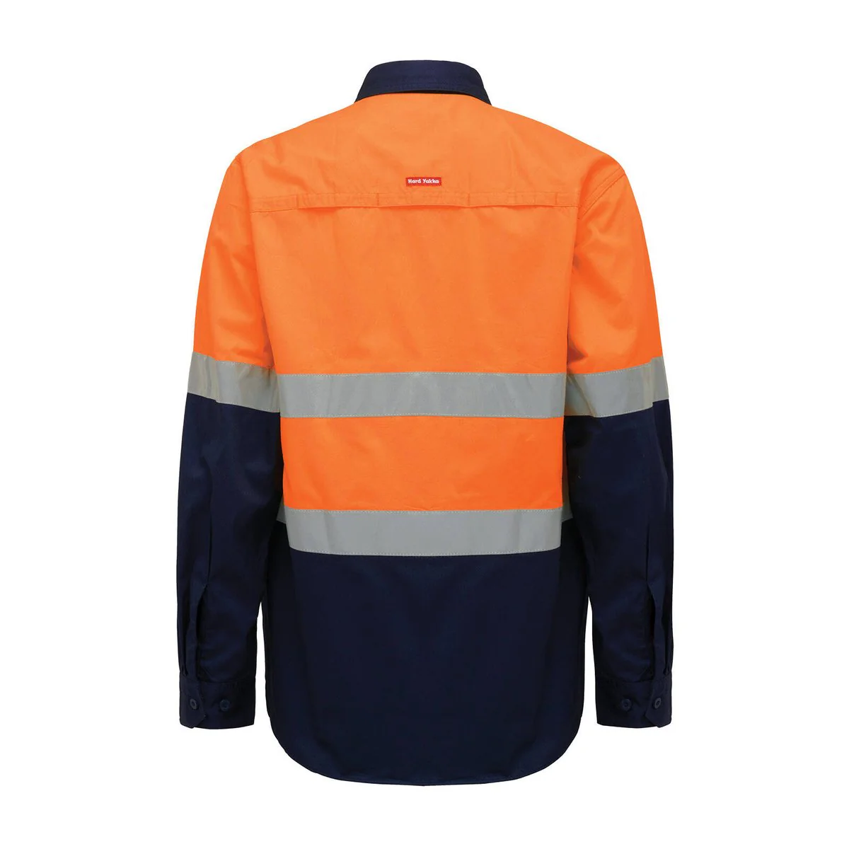 Hard Yakka Hi Vis Taped Long Sleeve Shirt M - Orange Navy - Safety Comfort - Image 3