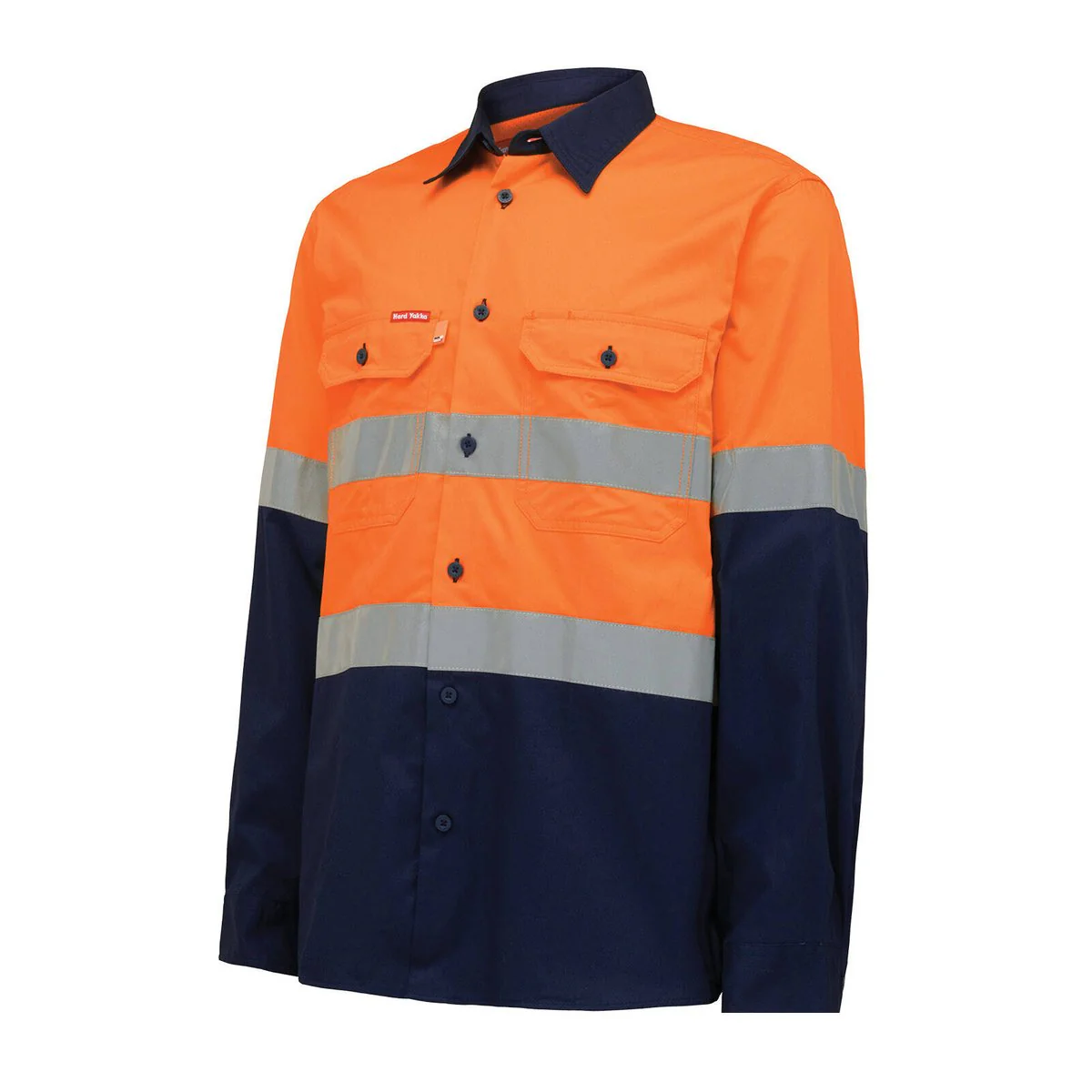 Hard Yakka Hi Vis Taped Long Sleeve Shirt XL - Orange Navy - Safety Comfort - Image 2