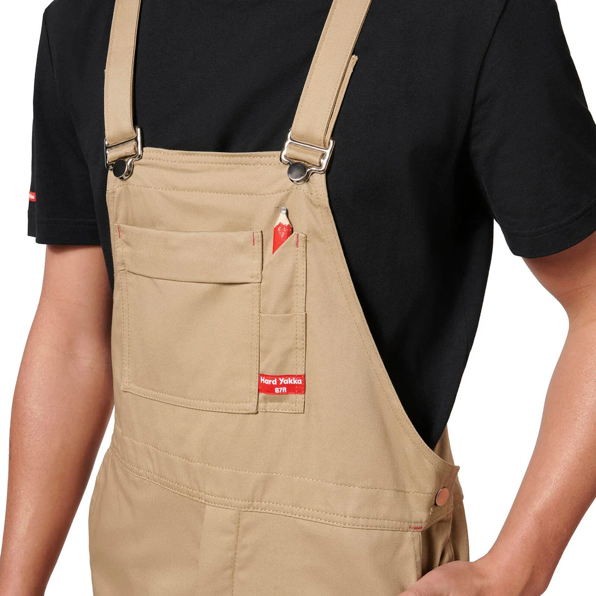 Hard Yakka Khaki Bib Brace Overalls Size 97 - Durable Cotton Drill - Practical Design - Image 5
