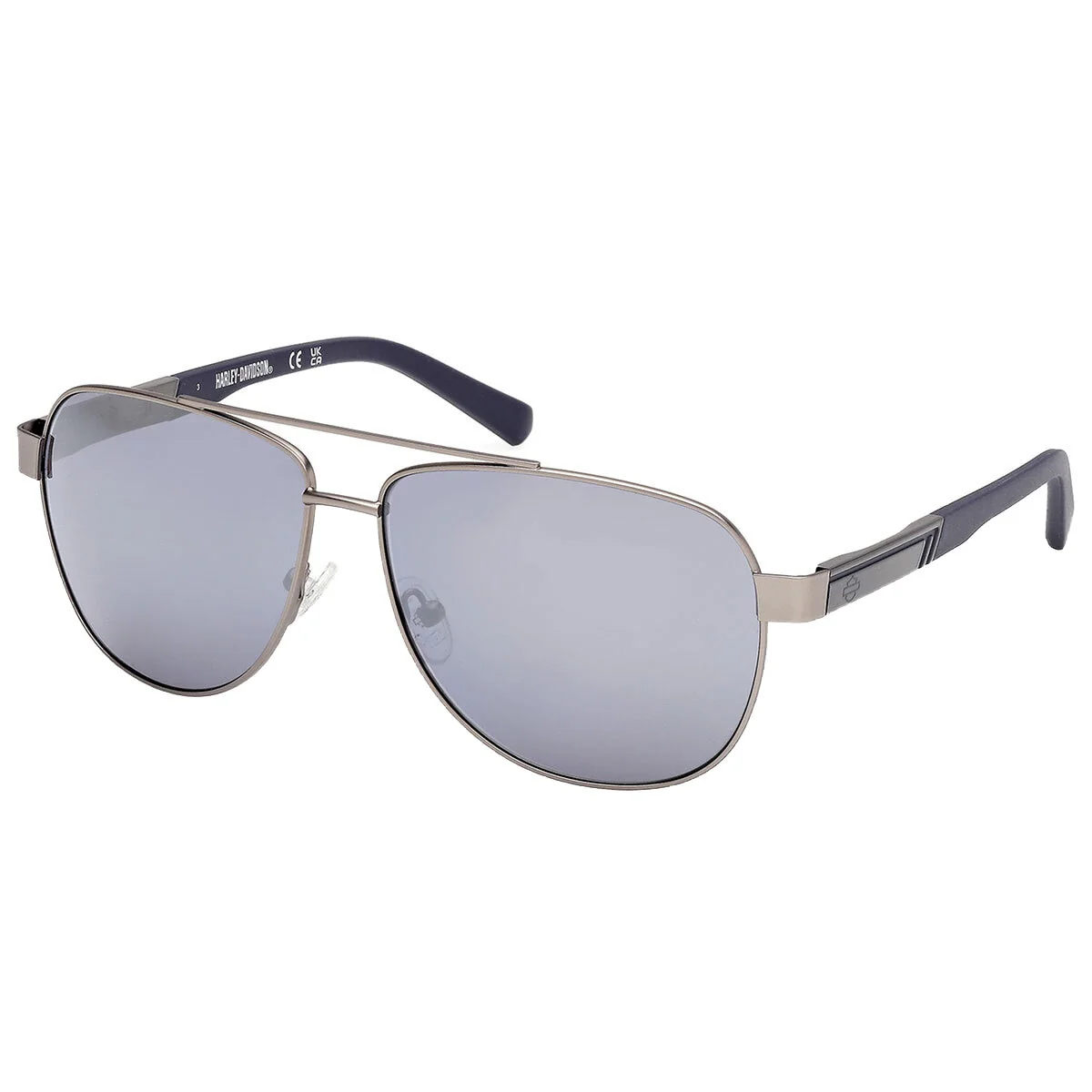 Harley Davidson HD00021 11X Men's Pilot Sunglasses Blue Mirror Metal Matte