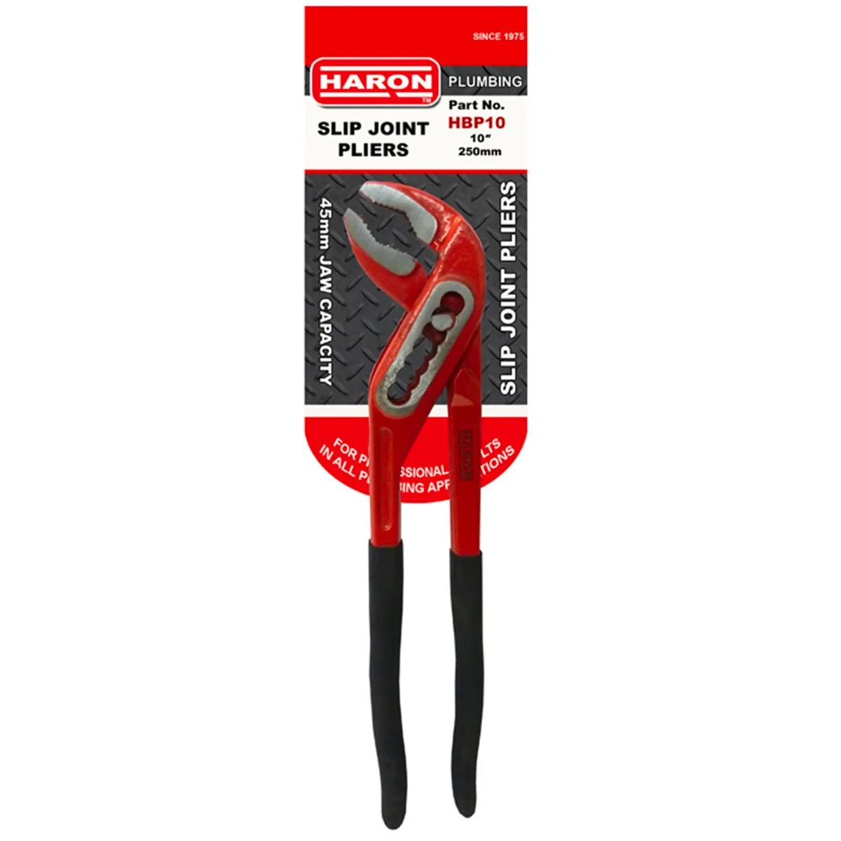 Haron 10" Slip Joint Pliers - Steel - Soft Grip - 7 Locking Positions