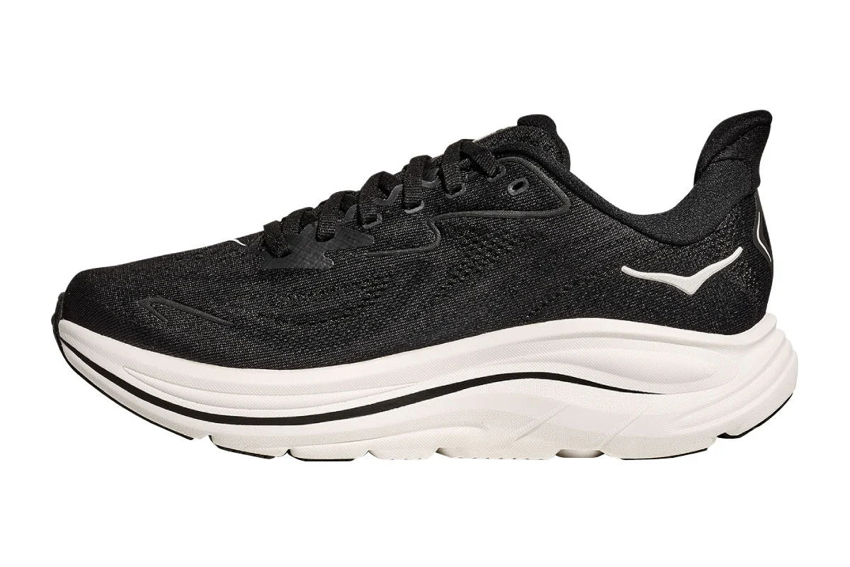 Hoka Men's Clifton 10 Running Shoes Black/White - Image 3