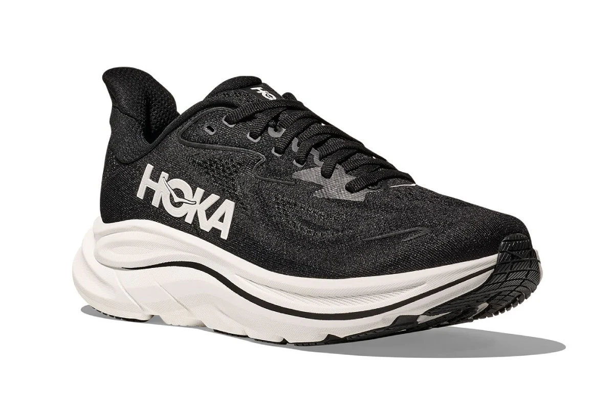 Hoka Men's Clifton 10 Running Shoes Black/White - Image 4