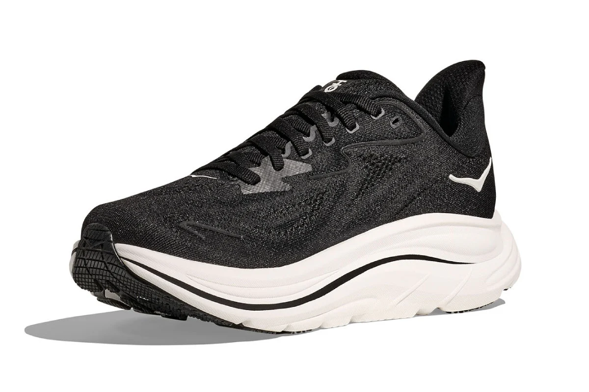 Hoka Men's Clifton 10 Running Shoes Black/White - Image 5