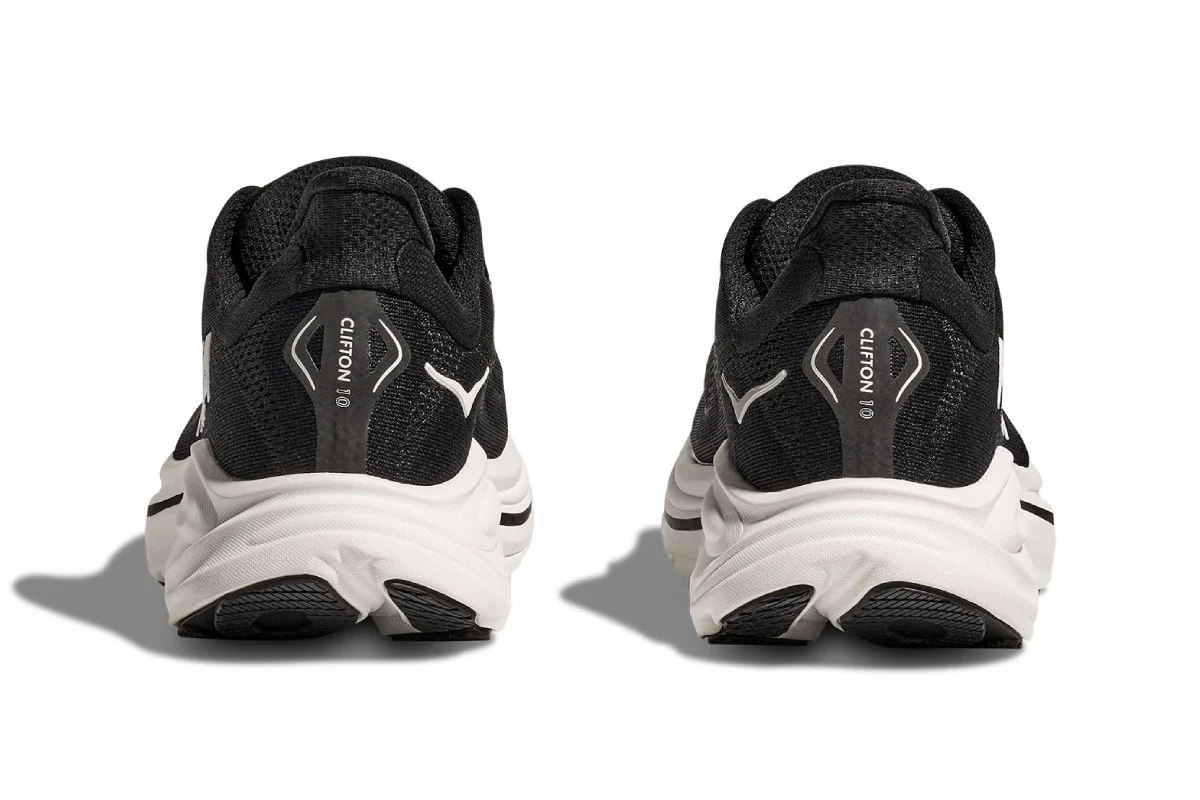 Hoka Men's Clifton 10 Running Shoes Black/White - Image 6