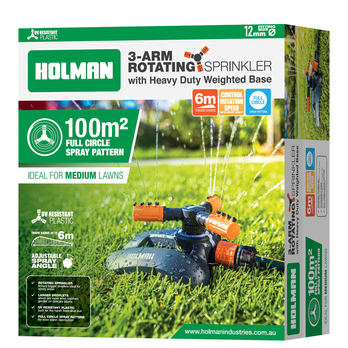 Holman 3 Arm Sprinkler 200mm x 190mm - Heavy Duty Weighted Base - Image 5