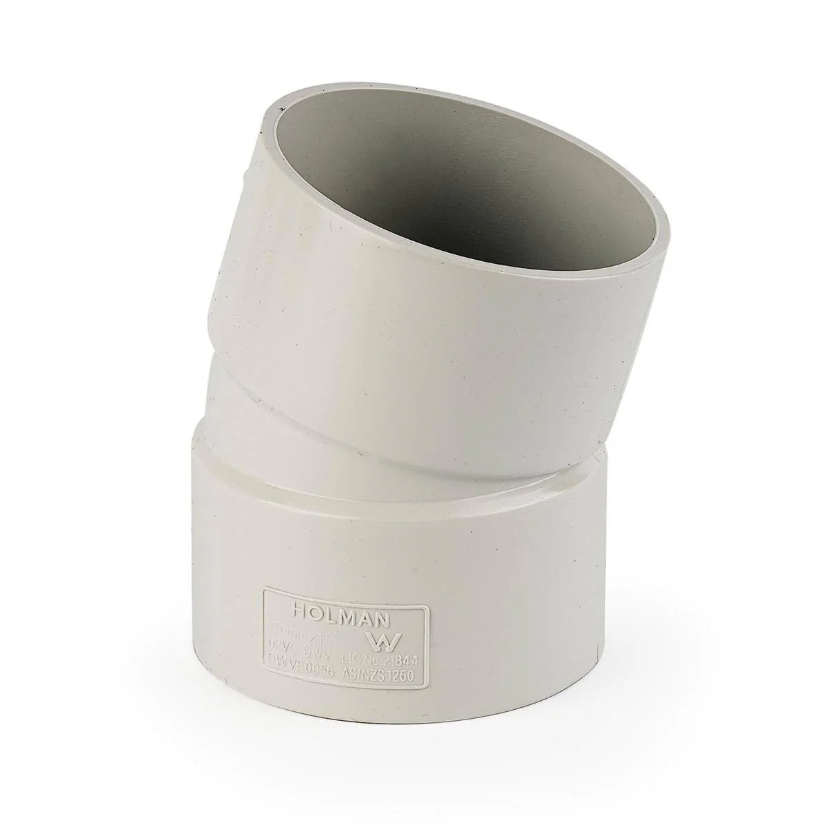 Holman 50mm PVC DWV Plain Bend - 15° Female & Female - Grey - Durable