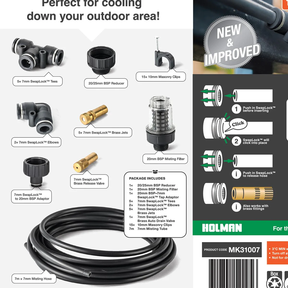Holman 7m Misting Kit - Outdoor Cooling System with SwapLock Fittings - Image 2