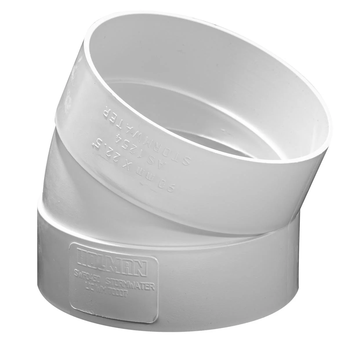 Holman 90mm Stormwater Elbow 22.5° PVC White Durable Connection