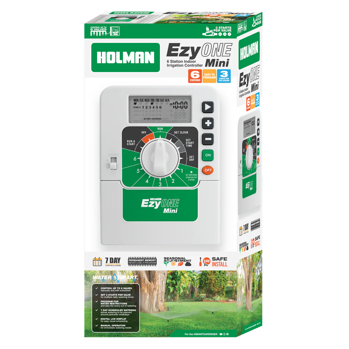 Holman Ezyone Mini 6 Station Irrigation Controller - 30mm x 140mm x 110mm - Grey