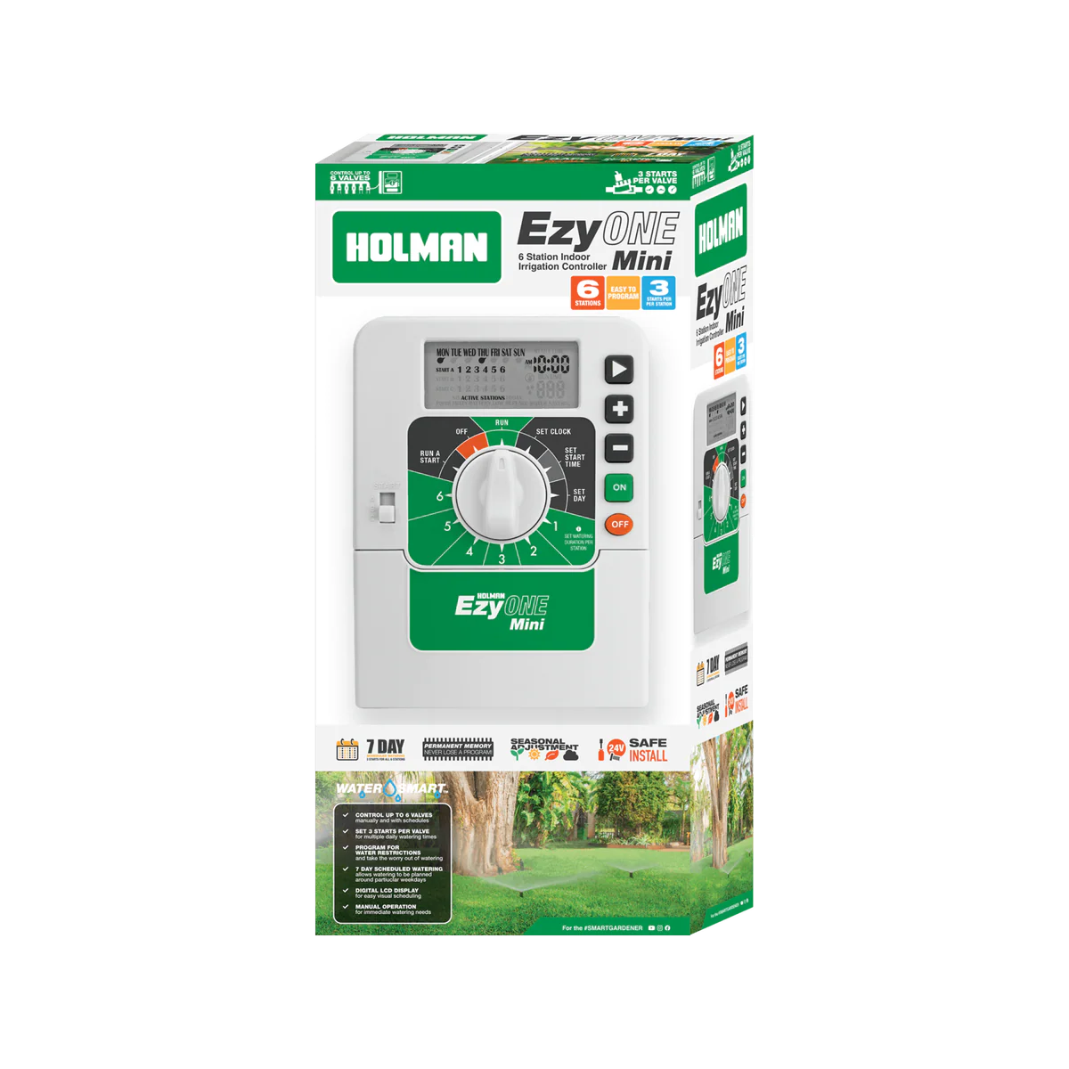 Holman Ezyone Mini 6 Station Irrigation Controller - 30mm x 140mm x 110mm - Grey - Image 4