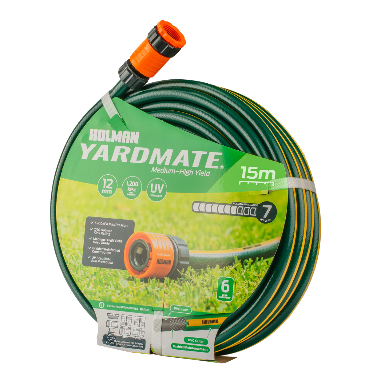 Holman Garden Hose - 12mm x 15m - PVC - Kink Resistant
