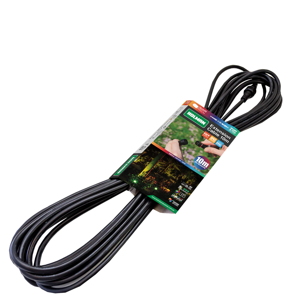 Holman RGB Colour Garden Light Extension Cable 10m - Waterproof - 4-Pin - Black