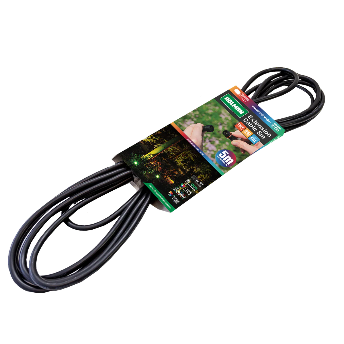 Holman RGB Colour Garden Light Extension Cable 5m - Waterproof - Black