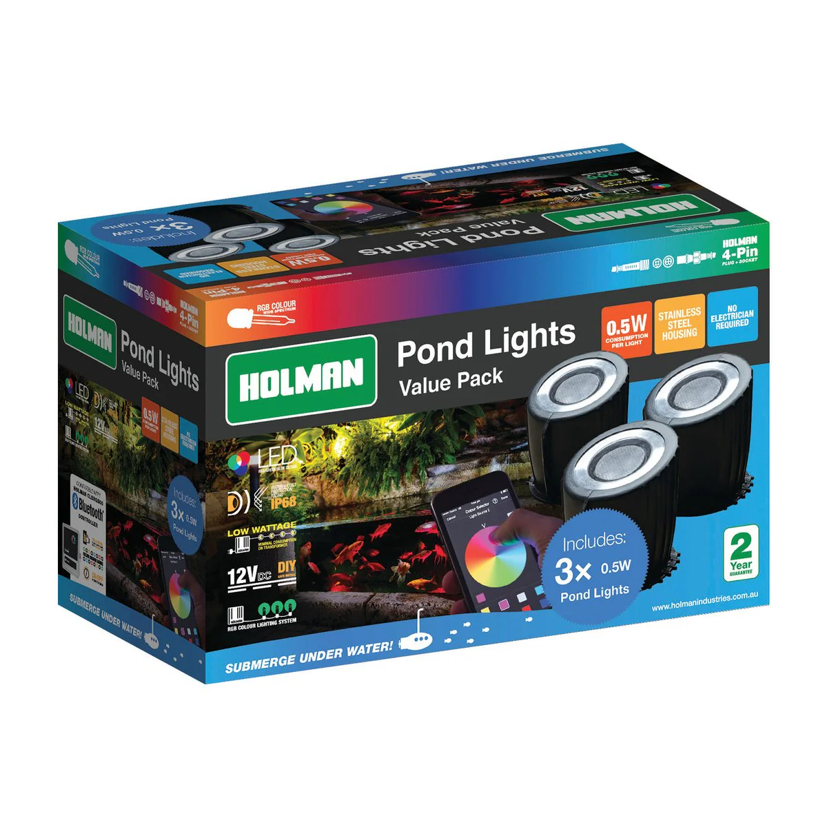 Holman RGB Colour Garden Light Spacer Cable - 2m - Waterproof - Image 3