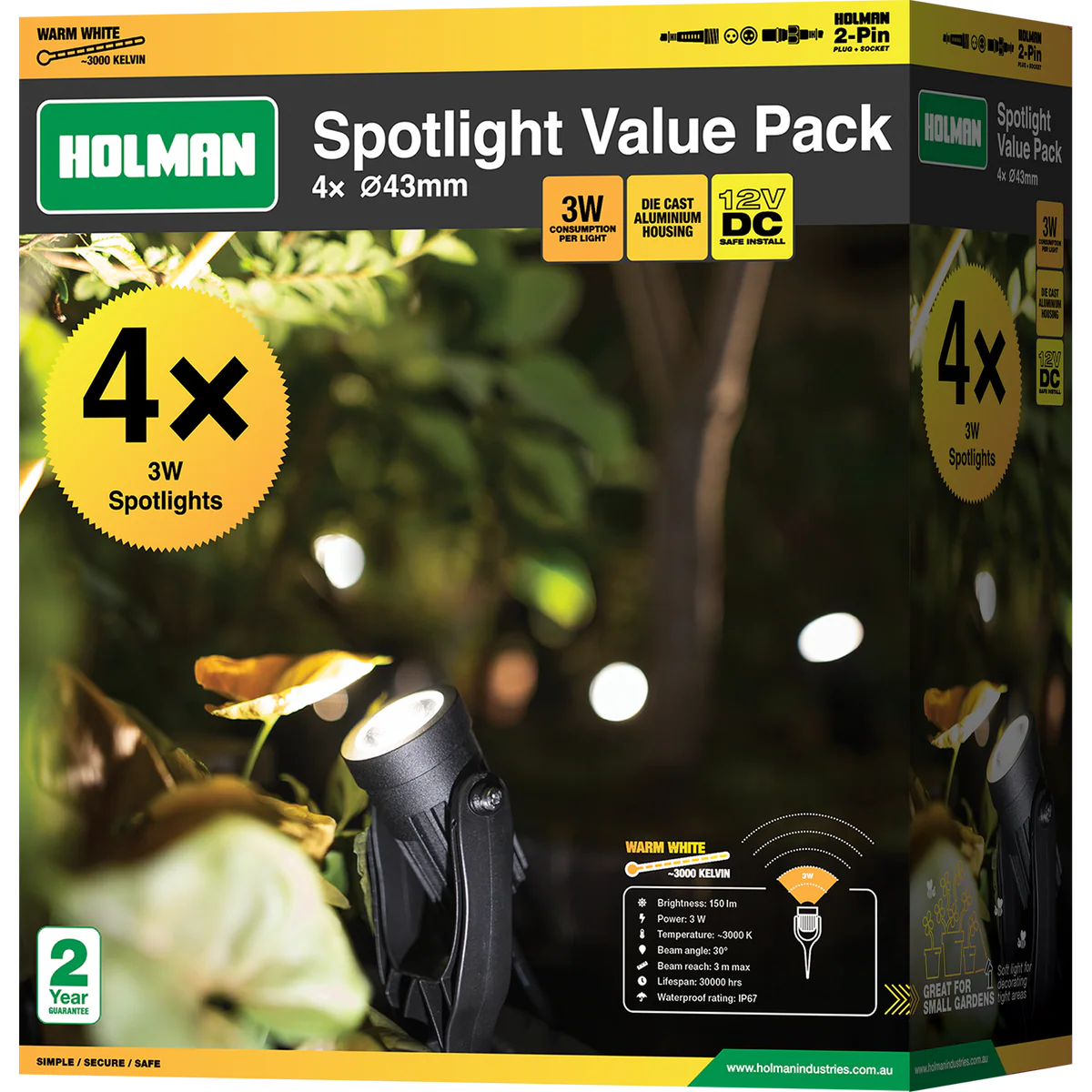 Holman Spotlight Value Pack - 43mm - Warm White - Dimmable IP67 - Image 3