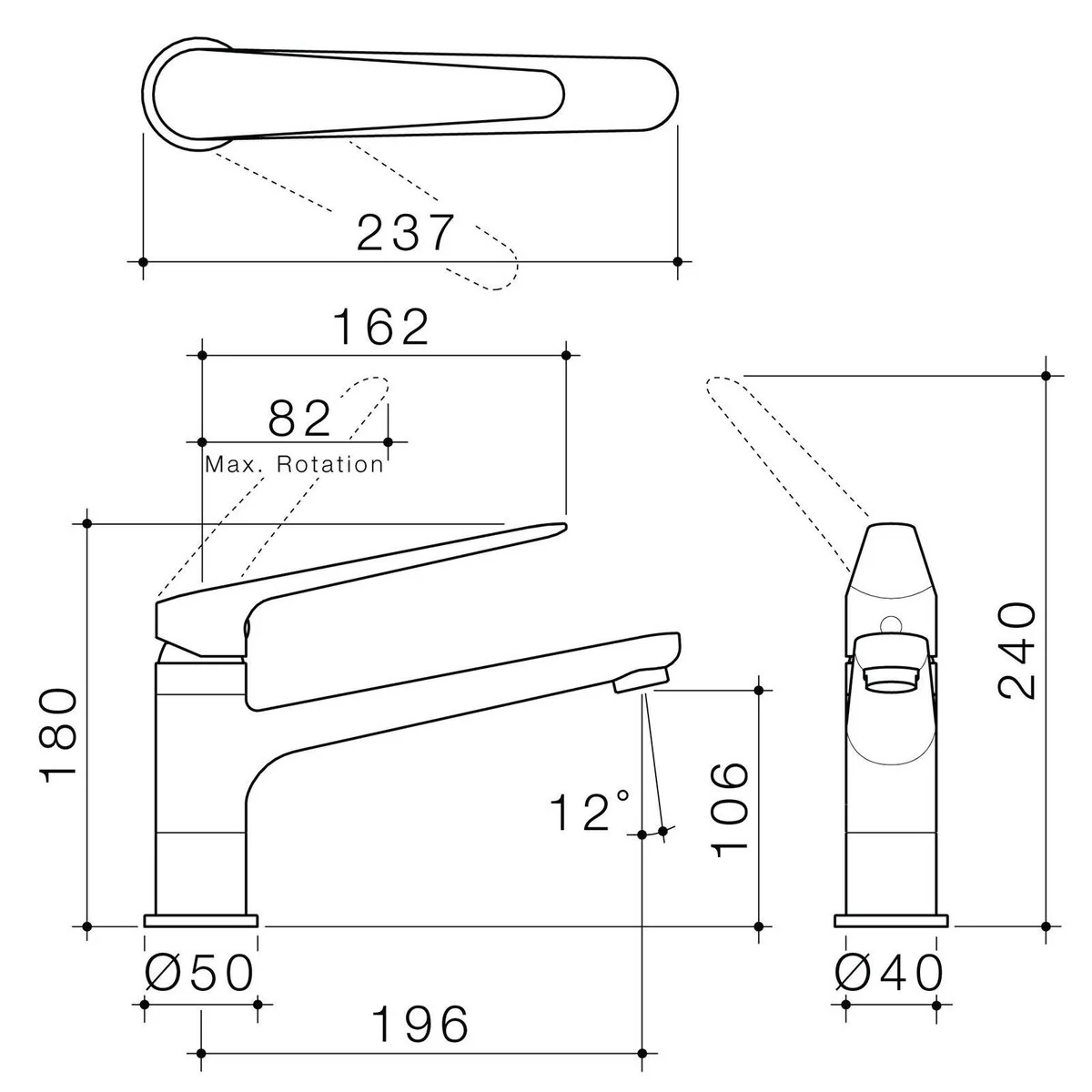 Homecare By Caroma Assisted Living Sink Mixer - Brushed Nickel - 40mm x 180mm x 237mm - Lead-Free Brass - Ergonomic Design - Image 2