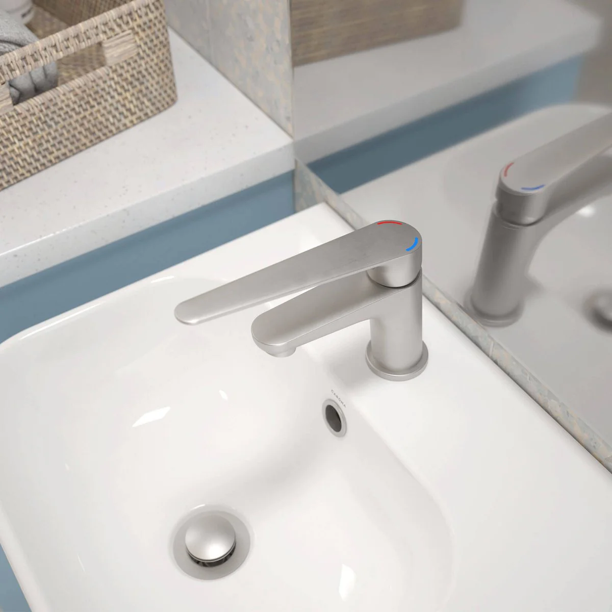 Homecare By Caroma Basin Mixer - Brushed Nickel - 40mm x 150mm x 175mm - Lead-Free Brass - Durable - Image 4