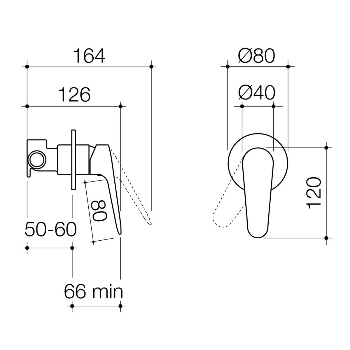 Homecare By Caroma Chrome Assistant Living Bath Shower Mixer 80mm - Ergonomic Design - AS1428.1 Compliant - Image 2