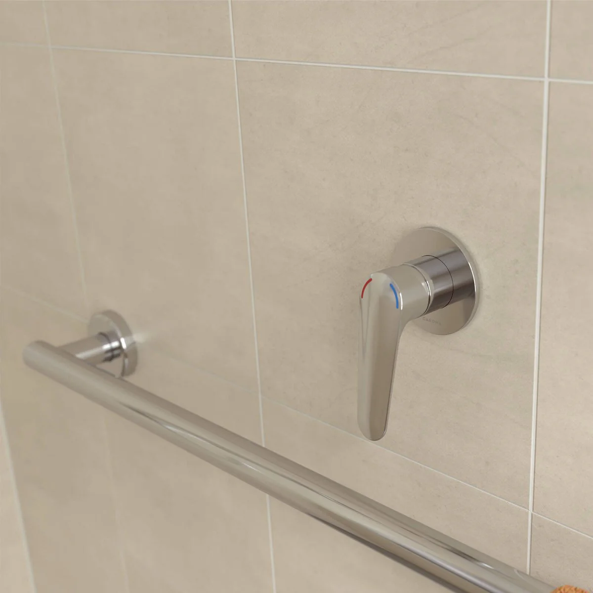 Homecare By Caroma Chrome Assistant Living Bath Shower Mixer 80mm - Ergonomic Design - AS1428.1 Compliant - Image 3