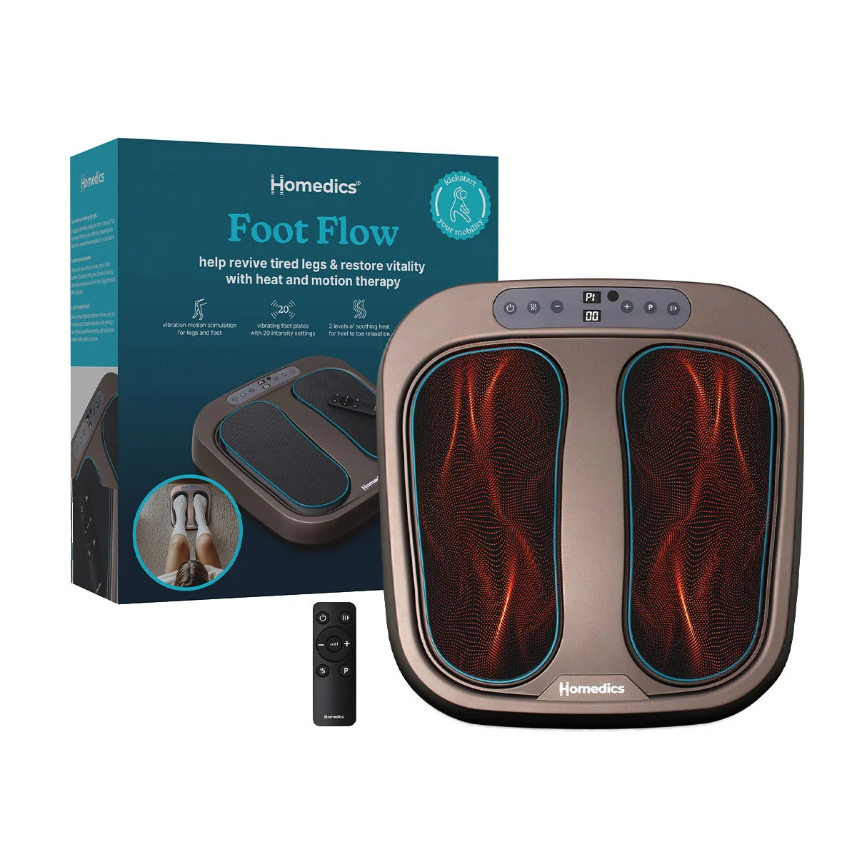 Homedics Foot Flow Vibrating Foot Massager PSL2000HAU Brown with Heat - Image 3