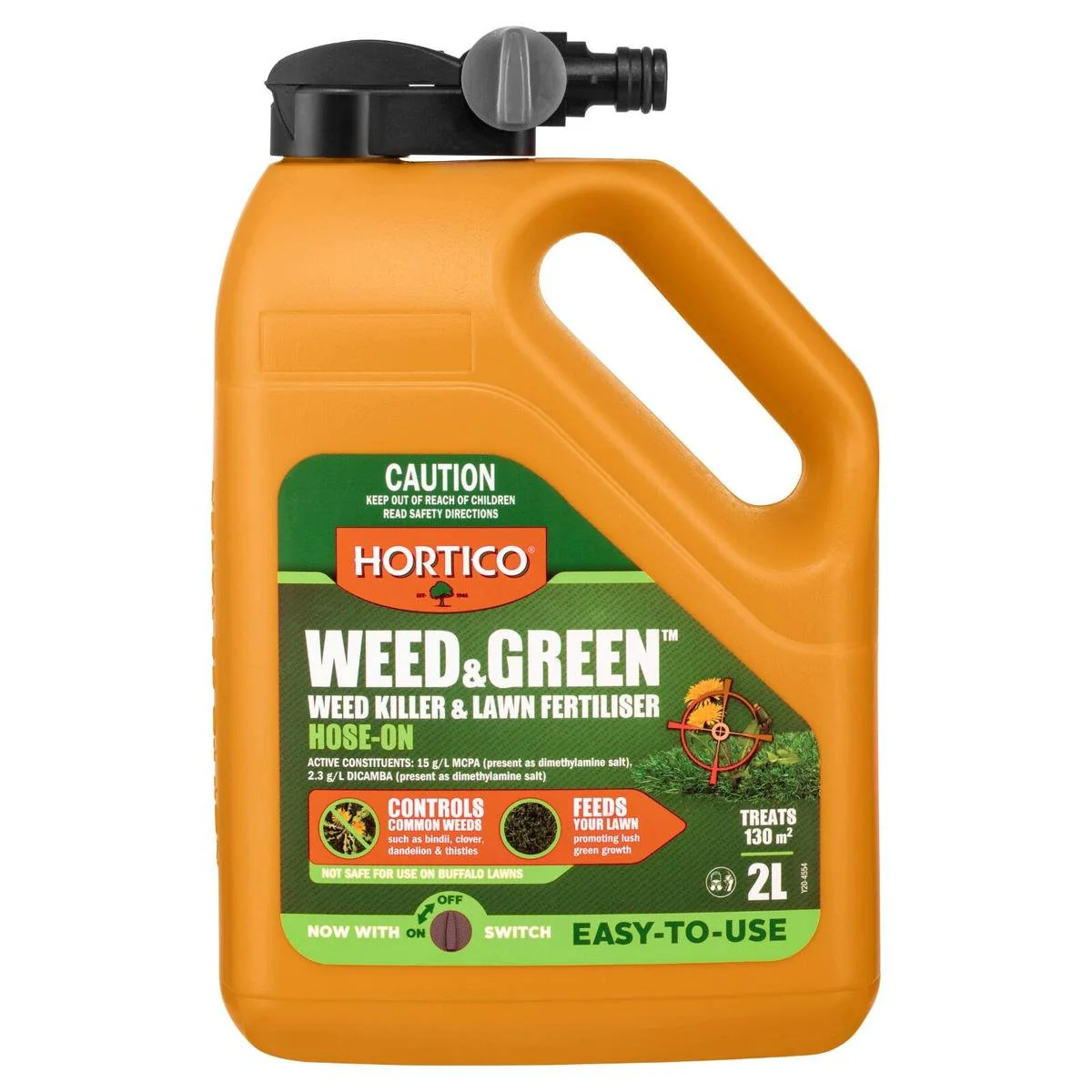 Hortico 2L Weed & Green Hose On - Weed Killer - Fertiliser - Easy Apply