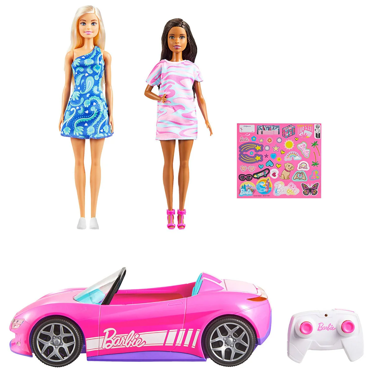 Hot Wheels RC Barbie Convertible Stylish Remote Control Car 2 Dolls Pink