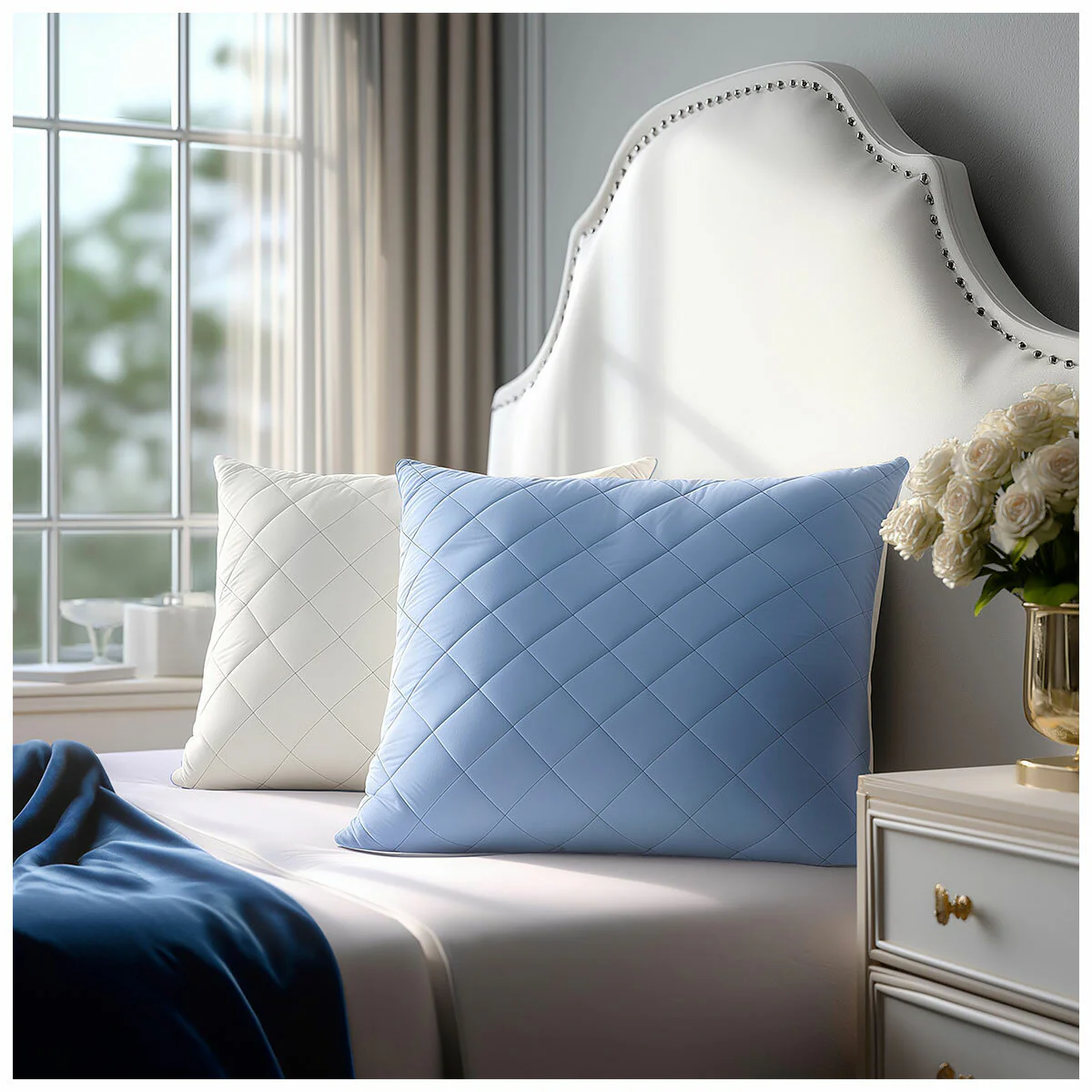 Hotel Grand Breathable Extra Cooling Pillow 2 Pack PCM White/Blue K222220
