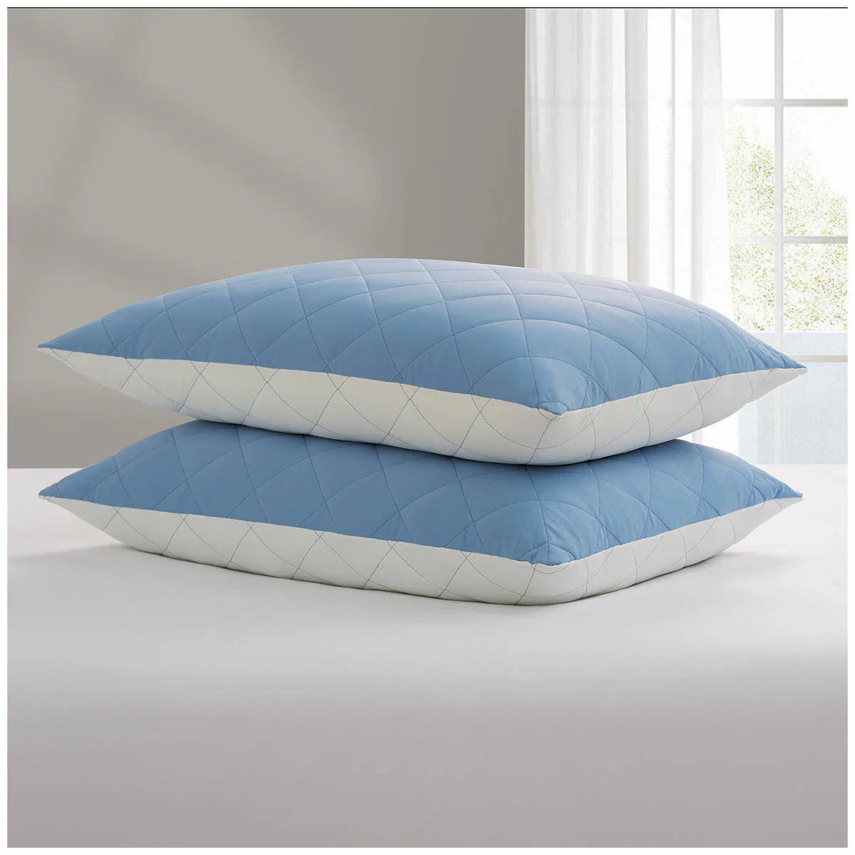 Hotel Grand Breathable Extra Cooling Pillow 2 Pack PCM White/Blue K222220 - Image 4