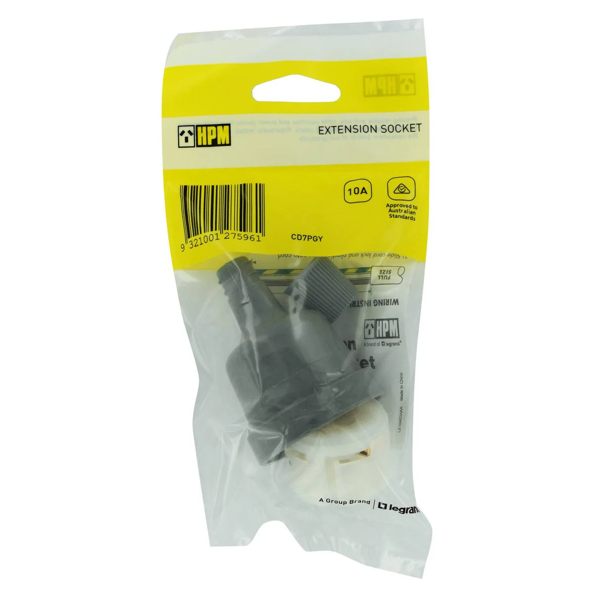 HPM 10A Grey Socket Plug Extension - 100mm x 230mm - Durable & Compact - Image 3