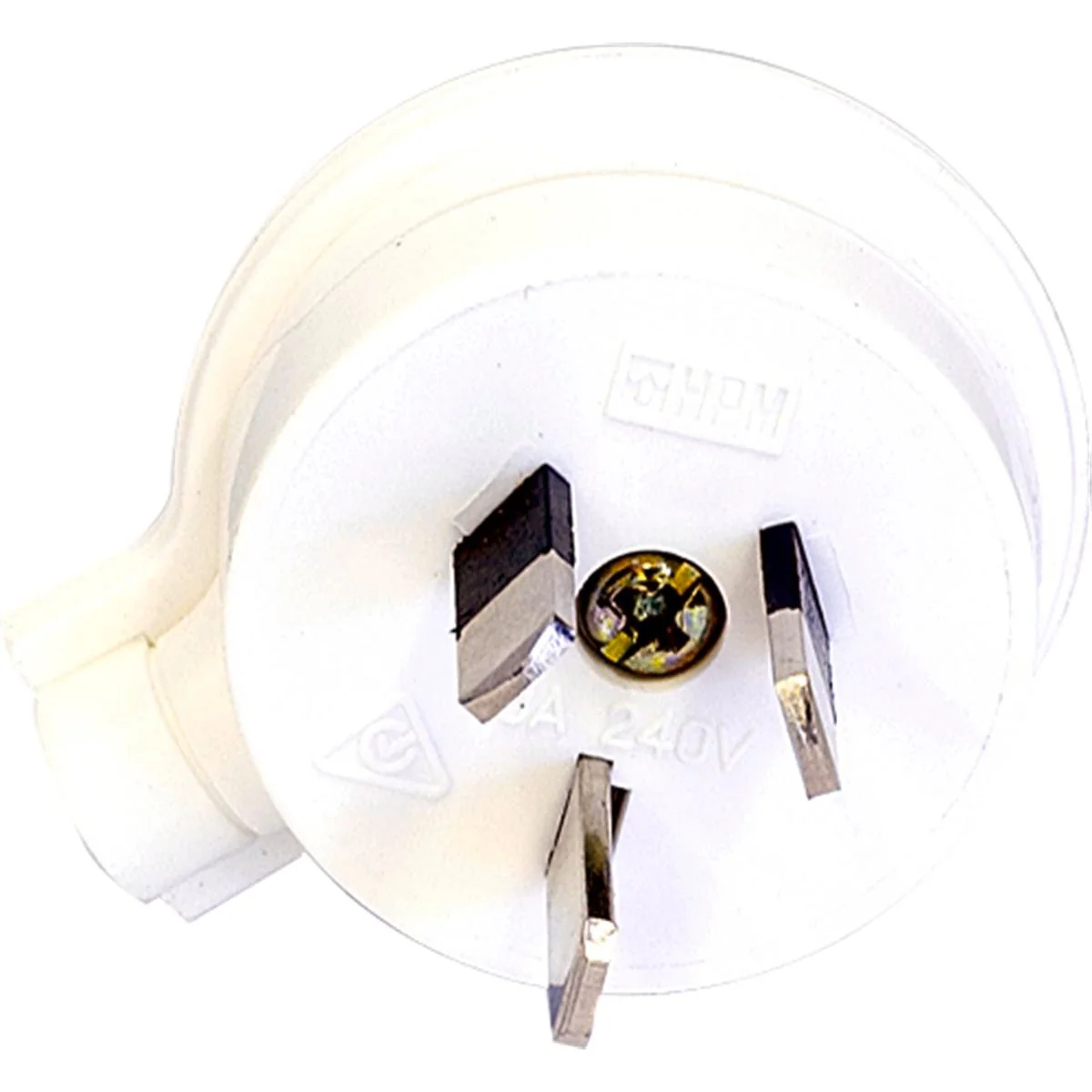 HPM 15A White 3 Pin Electrical Plug Top - PVC - Low Profile Design